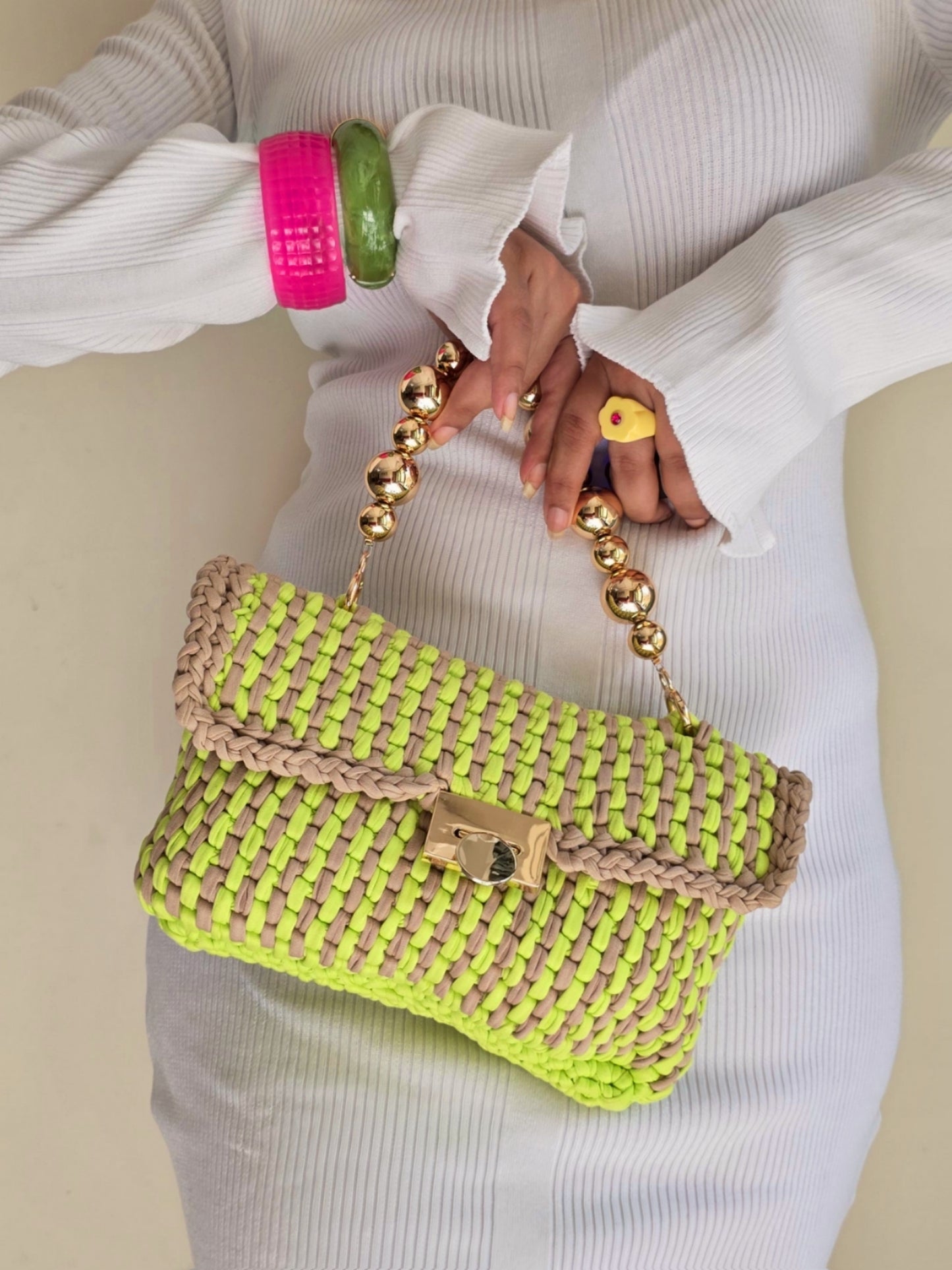 Loaf Neon Green & Nude - Crossbody Bag
