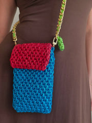 Mobile Pouch - Turquoise & Red