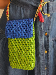 Mobile Pouch - Parrot green & Sax blue