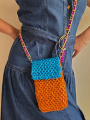 Mobile Pouch - Orange & Turquoise