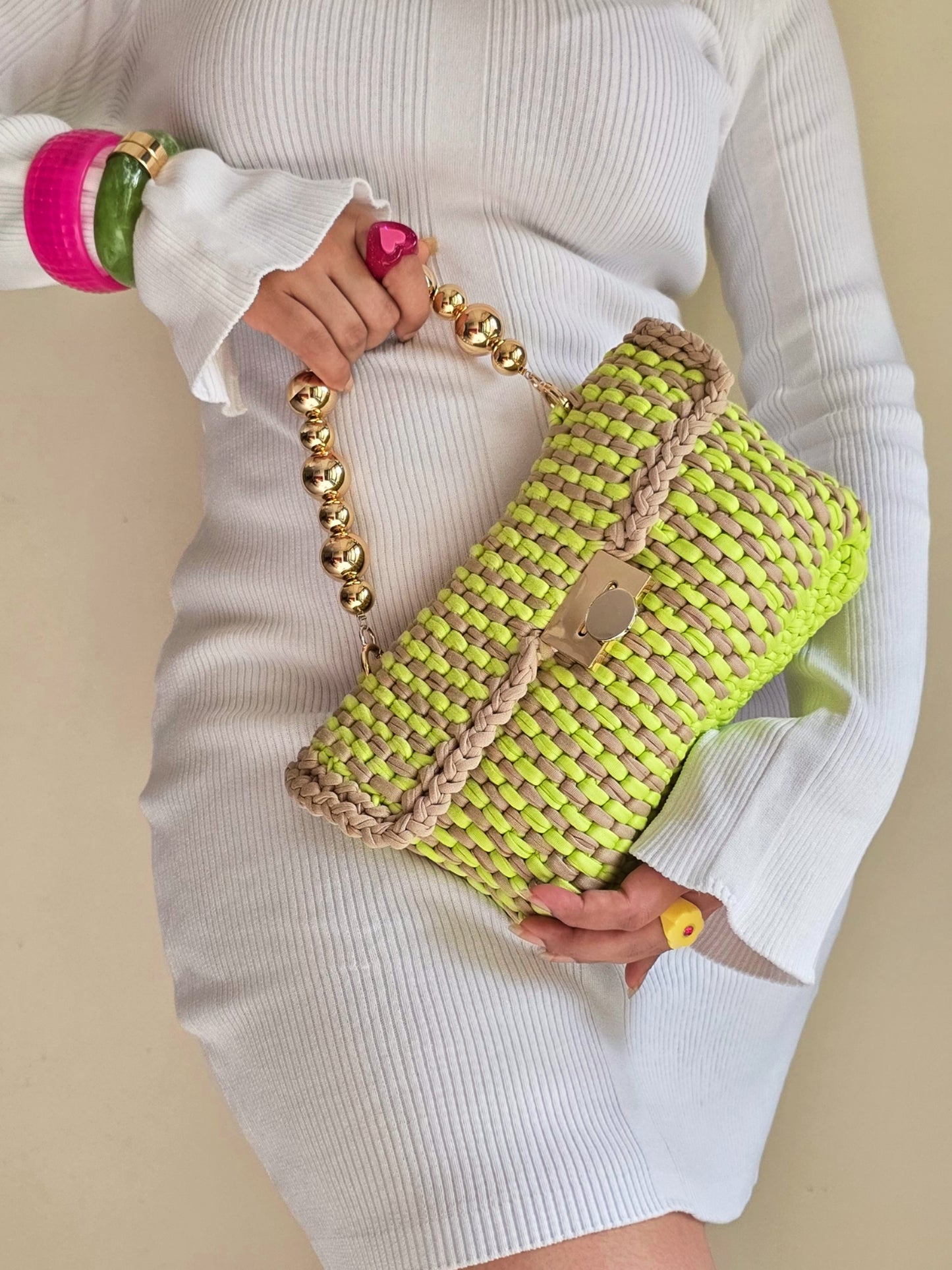 Loaf Neon Green & Nude - Crossbody Bag