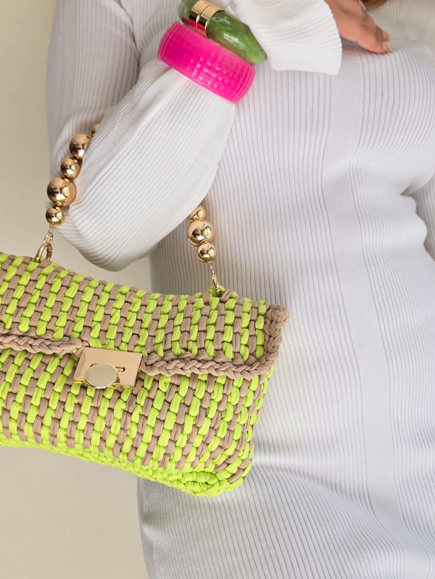 Loaf Neon Green & Nude - Crossbody Bag