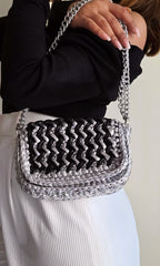 Waffle Black & Silver - Shoulder Bag