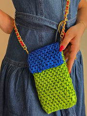 Mobile Pouch - Parrot green & Sax blue