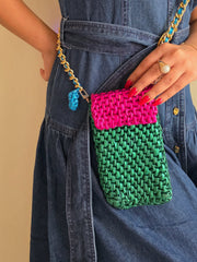 Mobile Pouch - Emerald & Pink