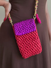 Mobile Pouch - Red & Jamun