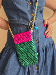 Mobile Pouch - Emerald & Pink