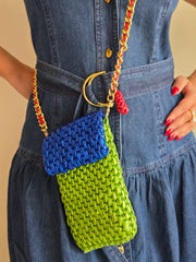 Mobile Pouch - Parrot green & Sax blue