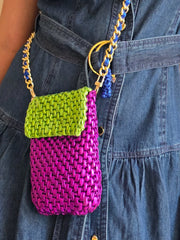 Mobile Pouch - Jamun & Parrot green