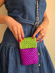 Mobile Pouch - Jamun & Parrot green