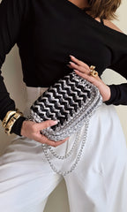 Waffle Black & Silver - Shoulder Bag