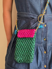 Mobile Pouch - Emerald & Pink