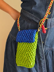 Mobile Pouch - Parrot green & Sax blue
